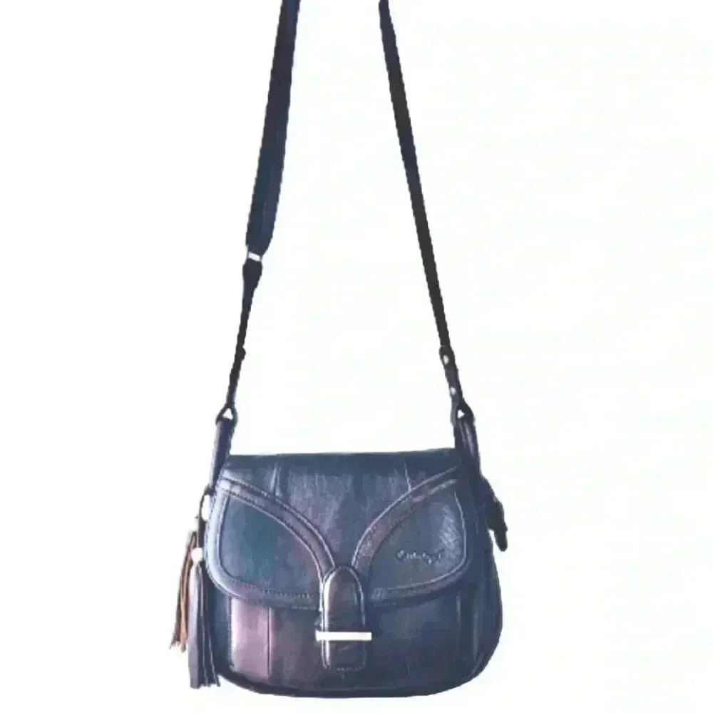 BAG Cobbler Legend Leather  Crossbody Bag brown Single Tab Zip Closure